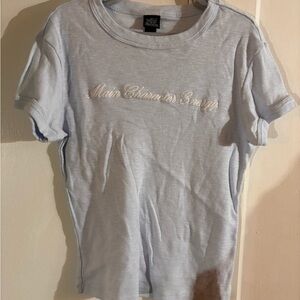 wild fable Pastel Blue Embroidered Script Tee